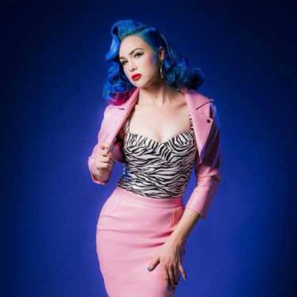 Pinup Couture Pink faux leather bolero pinup girl clothing
